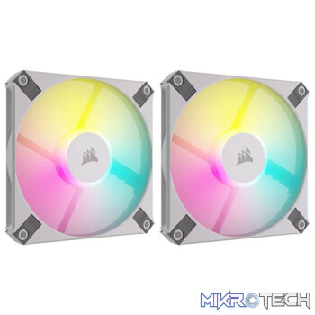 Corsair iCUE AF120 RGB Slim 120mm PWM 2000 RPM White Case Fan  Twin Pack